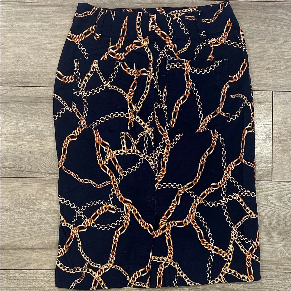 Maeve by Anthropologie Navy Chain-Print Pencil Skirt - Picture 3 of 5